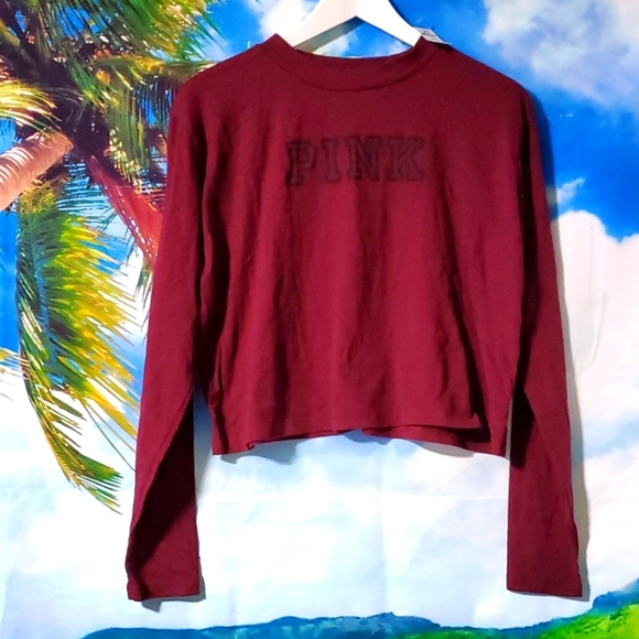 PINK Victoria's Secret Tops - VICTORIA'S Secret Pink cropped top long sleeves Tee size XS